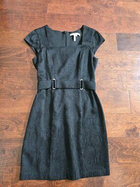 Max and Cleo Black Square Neckline Cap Sleeve Dress